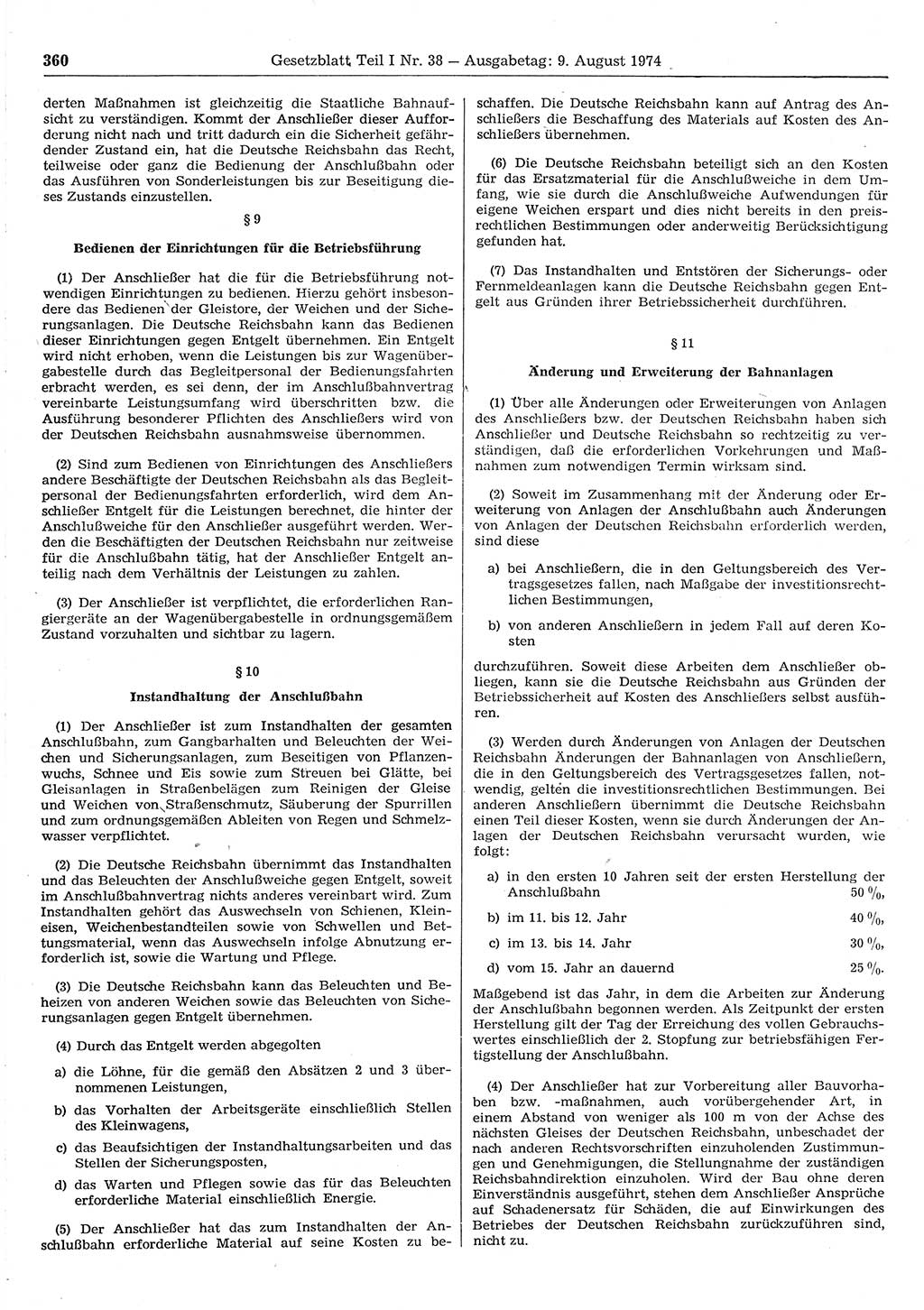 Gesetzblatt (GBl.) der Deutschen Demokratischen Republik (DDR) Teil Ⅰ 1974, Seite 360 (GBl. DDR Ⅰ 1974, S. 360)