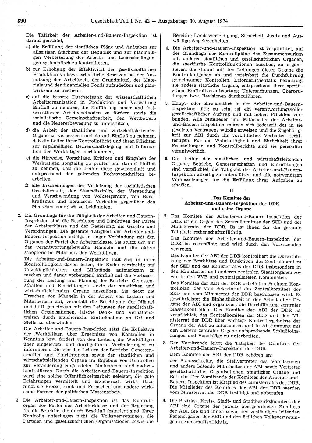 Gesetzblatt (GBl.) der Deutschen Demokratischen Republik (DDR) Teil Ⅰ 1974, Seite 390 (GBl. DDR Ⅰ 1974, S. 390)