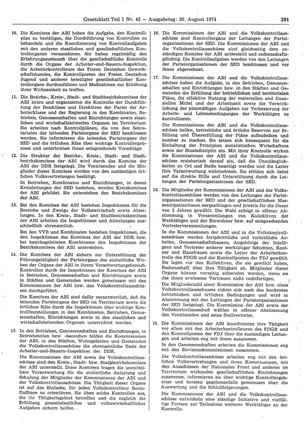 Gesetzblatt (GBl.) der Deutschen Demokratischen Republik (DDR) Teil Ⅰ 1974, Seite 391 (GBl. DDR Ⅰ 1974, S. 391)