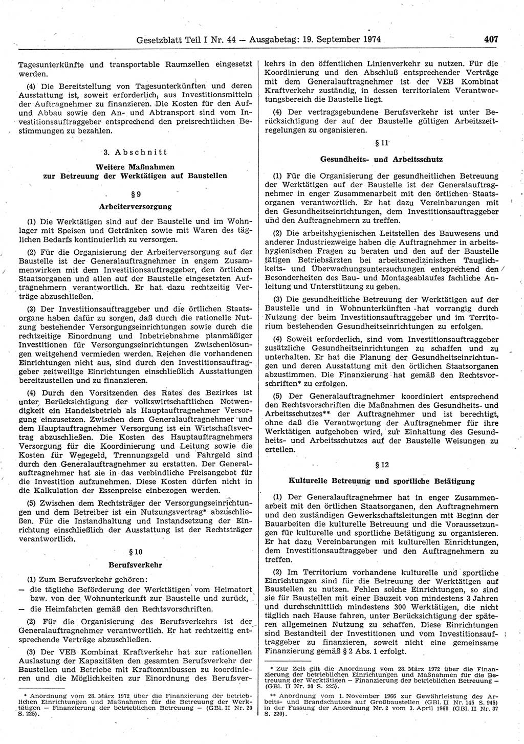 Gesetzblatt (GBl.) der Deutschen Demokratischen Republik (DDR) Teil Ⅰ 1974, Seite 407 (GBl. DDR Ⅰ 1974, S. 407)
