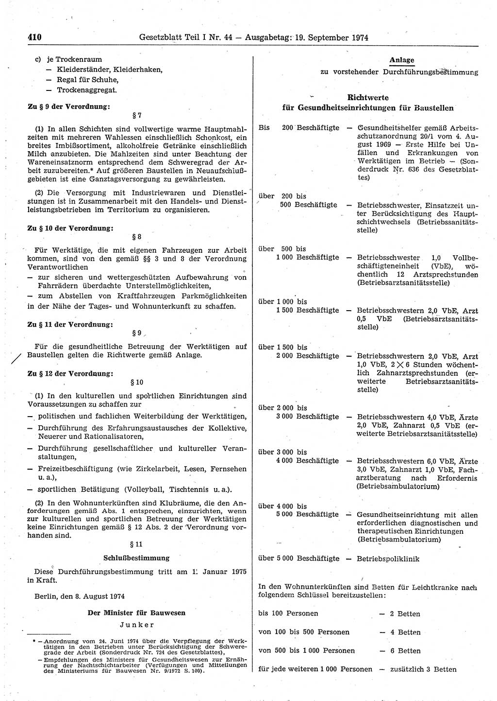 Gesetzblatt (GBl.) der Deutschen Demokratischen Republik (DDR) Teil Ⅰ 1974, Seite 410 (GBl. DDR Ⅰ 1974, S. 410)