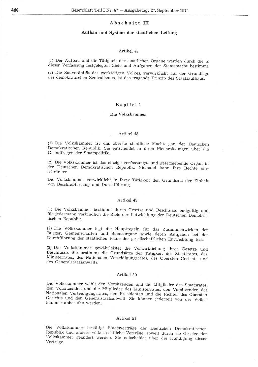 Gesetzblatt (GBl.) der Deutschen Demokratischen Republik (DDR) Teil Ⅰ 1974, Seite 446 (GBl. DDR Ⅰ 1974, S. 446)