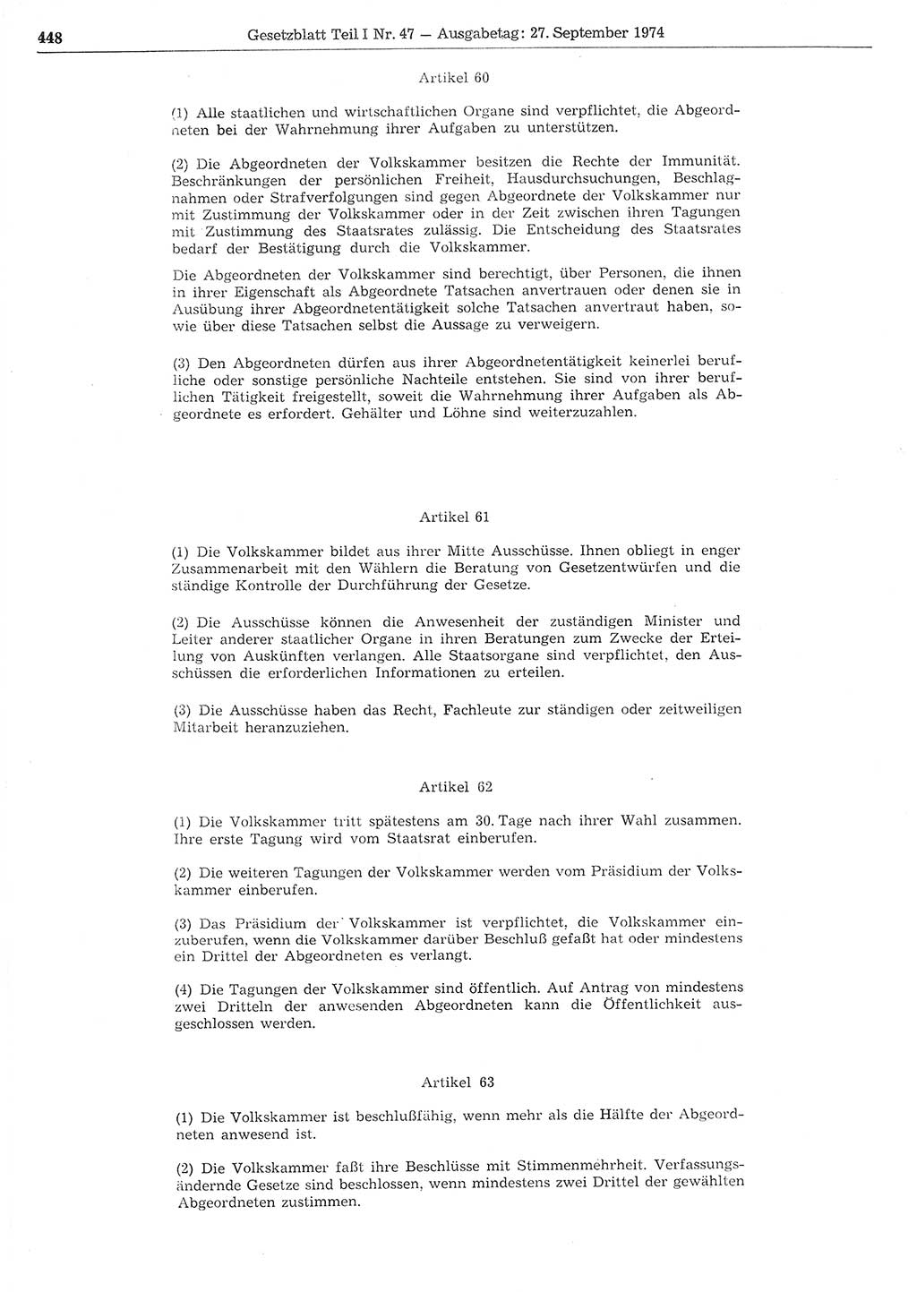 Gesetzblatt (GBl.) der Deutschen Demokratischen Republik (DDR) Teil Ⅰ 1974, Seite 448 (GBl. DDR Ⅰ 1974, S. 448)