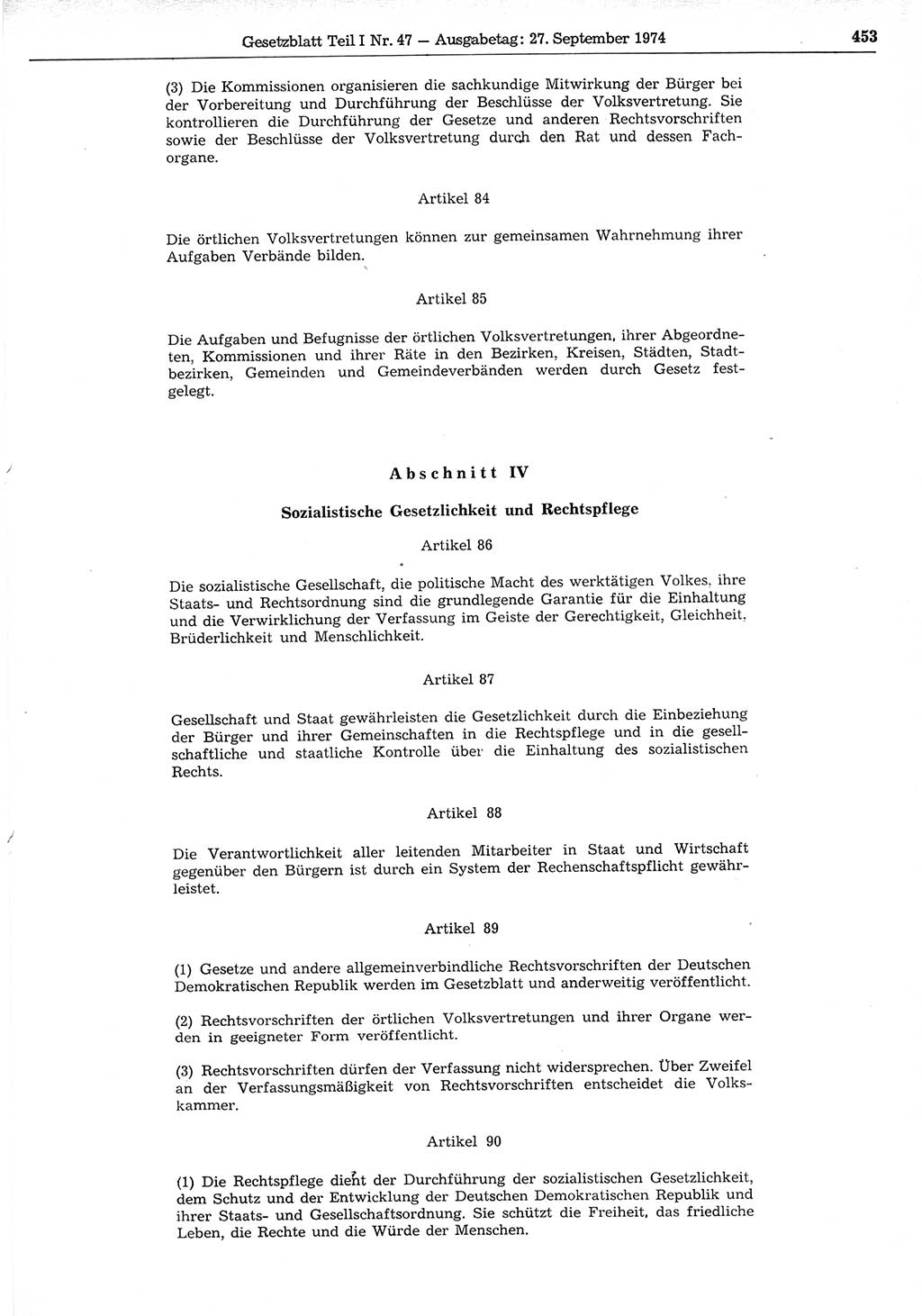 Gesetzblatt (GBl.) der Deutschen Demokratischen Republik (DDR) Teil Ⅰ 1974, Seite 453 (GBl. DDR Ⅰ 1974, S. 453)