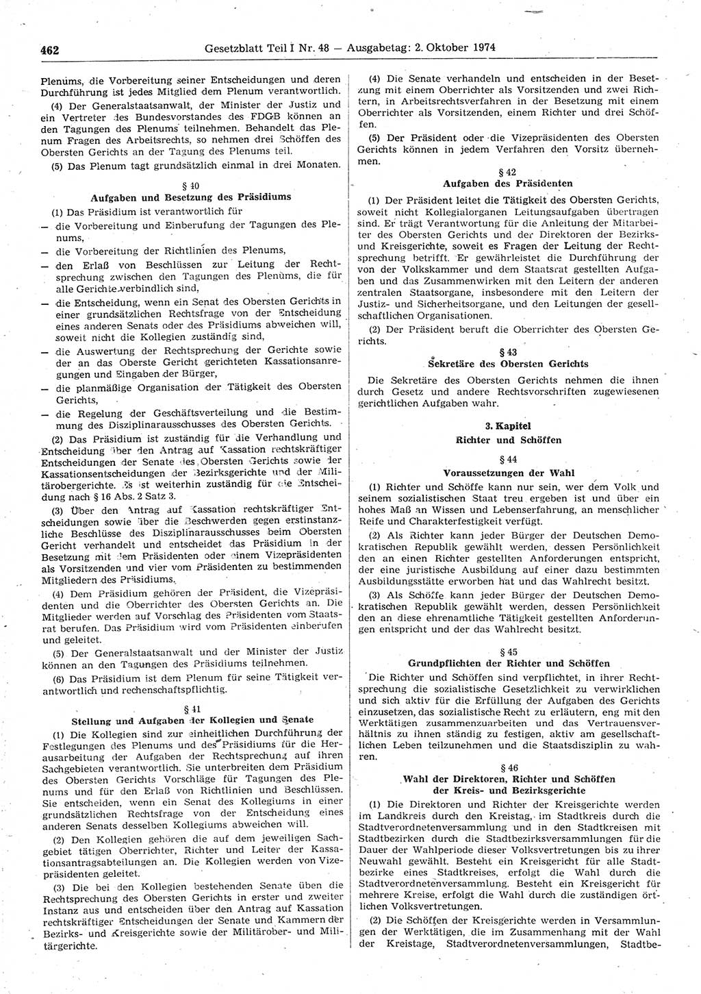 Gesetzblatt (GBl.) der Deutschen Demokratischen Republik (DDR) Teil Ⅰ 1974, Seite 462 (GBl. DDR Ⅰ 1974, S. 462)