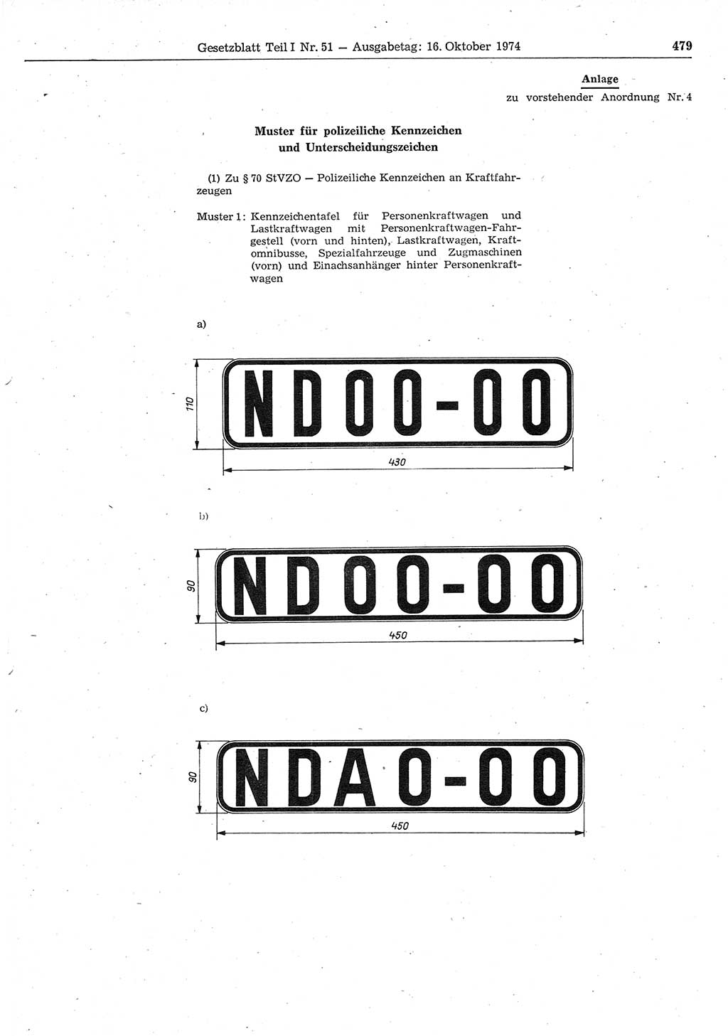 Gesetzblatt (GBl.) der Deutschen Demokratischen Republik (DDR) Teil Ⅰ 1974, Seite 479 (GBl. DDR Ⅰ 1974, S. 479)