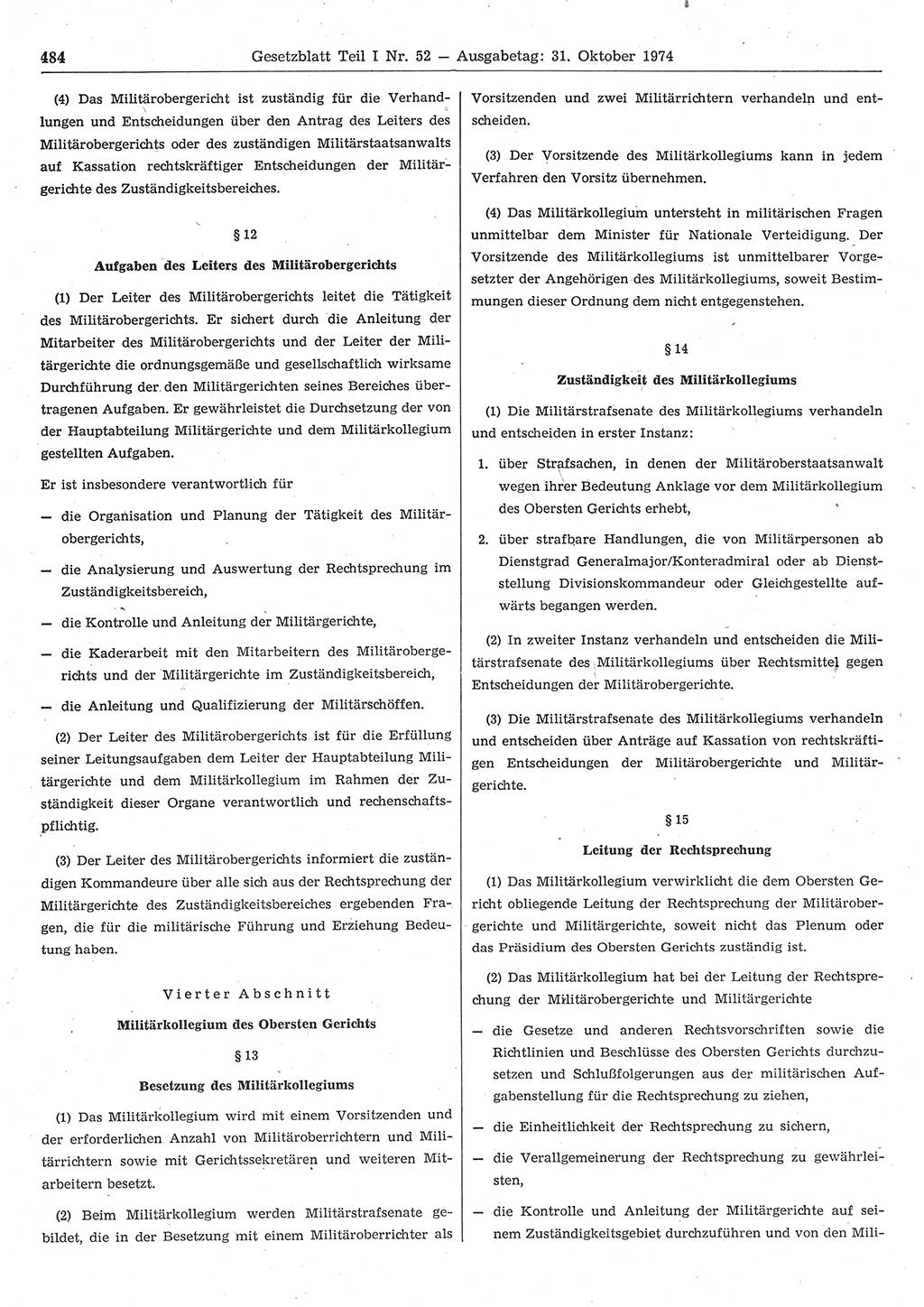 Gesetzblatt (GBl.) der Deutschen Demokratischen Republik (DDR) Teil Ⅰ 1974, Seite 484 (GBl. DDR Ⅰ 1974, S. 484)