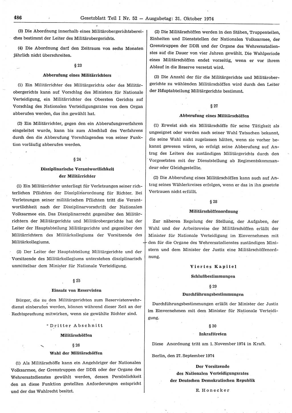 Gesetzblatt (GBl.) der Deutschen Demokratischen Republik (DDR) Teil Ⅰ 1974, Seite 486 (GBl. DDR Ⅰ 1974, S. 486)