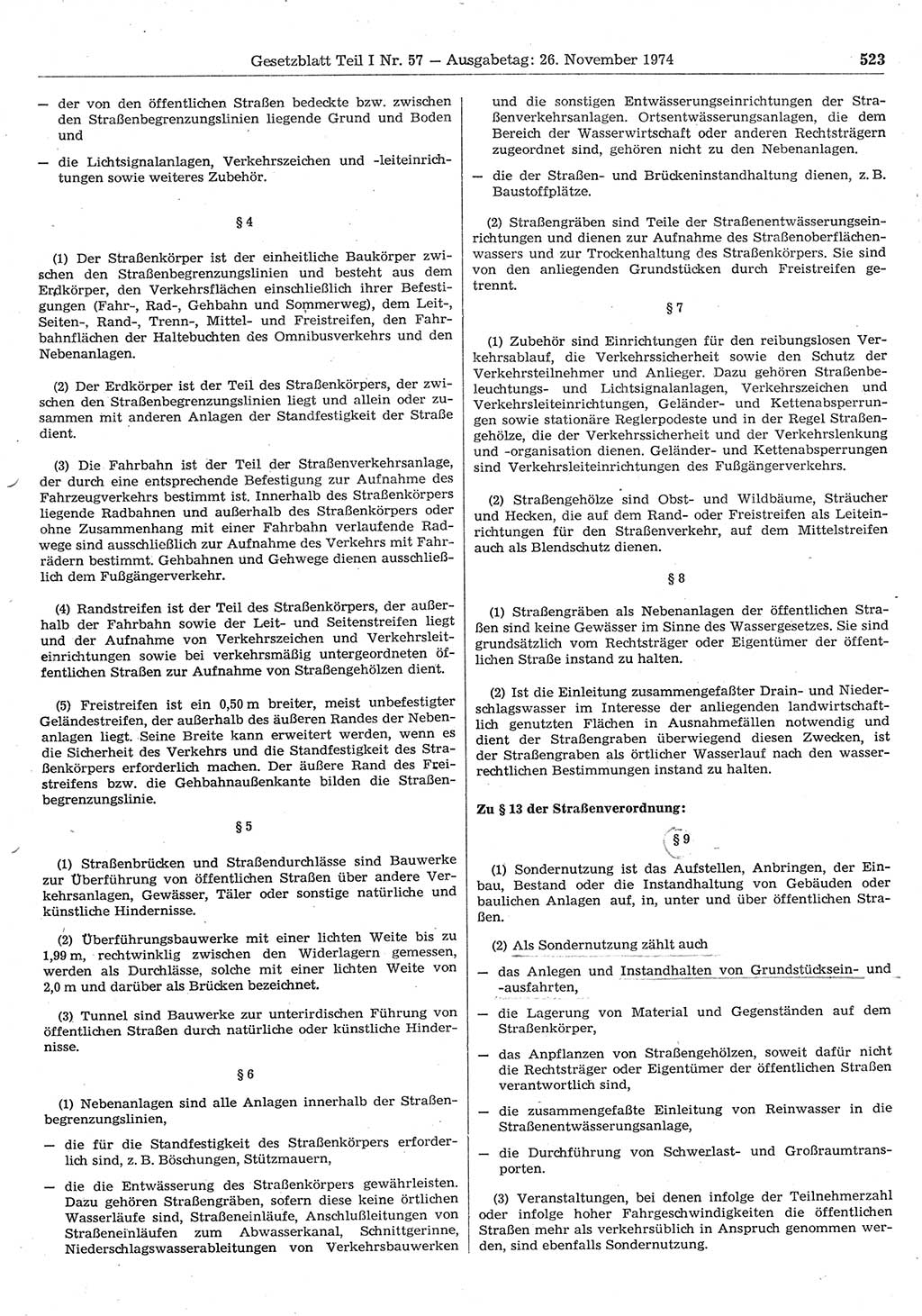 Gesetzblatt (GBl.) der Deutschen Demokratischen Republik (DDR) Teil Ⅰ 1974, Seite 523 (GBl. DDR Ⅰ 1974, S. 523)