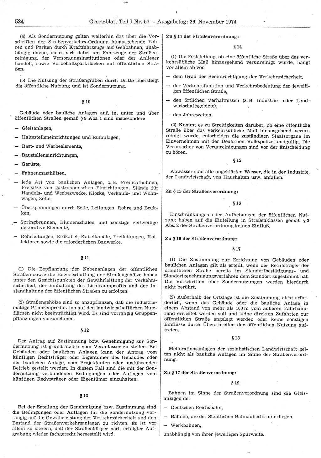 Gesetzblatt (GBl.) der Deutschen Demokratischen Republik (DDR) Teil Ⅰ 1974, Seite 524 (GBl. DDR Ⅰ 1974, S. 524)