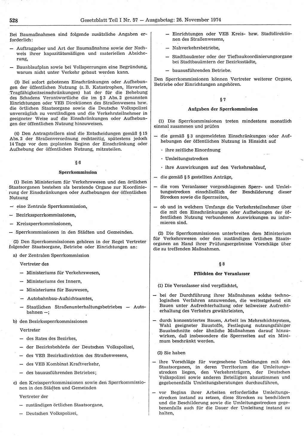 Gesetzblatt (GBl.) der Deutschen Demokratischen Republik (DDR) Teil Ⅰ 1974, Seite 528 (GBl. DDR Ⅰ 1974, S. 528)