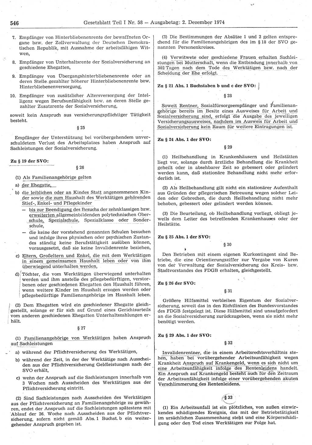 Gesetzblatt (GBl.) der Deutschen Demokratischen Republik (DDR) Teil Ⅰ 1974, Seite 546 (GBl. DDR Ⅰ 1974, S. 546)