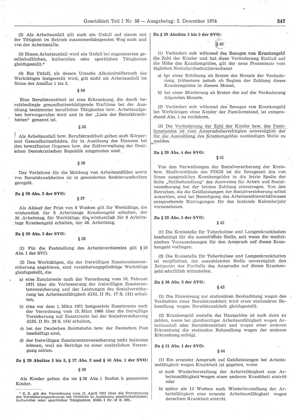 Gesetzblatt (GBl.) der Deutschen Demokratischen Republik (DDR) Teil Ⅰ 1974, Seite 547 (GBl. DDR Ⅰ 1974, S. 547)
