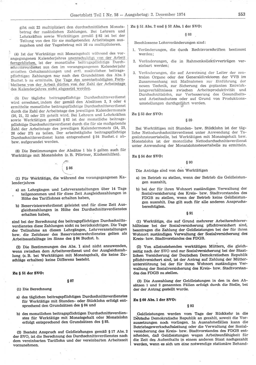 Gesetzblatt (GBl.) der Deutschen Demokratischen Republik (DDR) Teil Ⅰ 1974, Seite 553 (GBl. DDR Ⅰ 1974, S. 553)