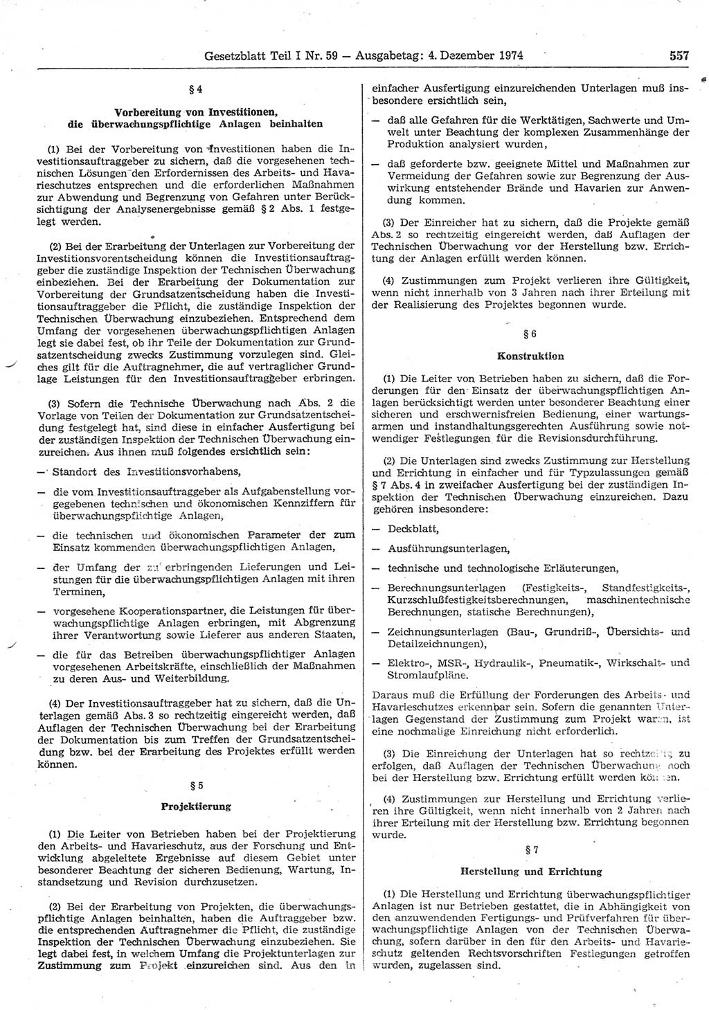 Gesetzblatt (GBl.) der Deutschen Demokratischen Republik (DDR) Teil Ⅰ 1974, Seite 557 (GBl. DDR Ⅰ 1974, S. 557)