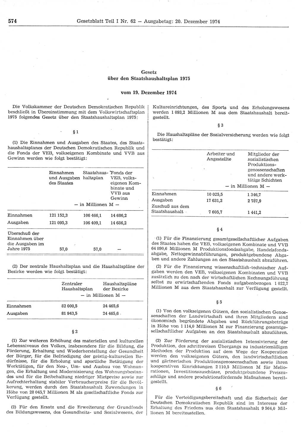 Gesetzblatt (GBl.) der Deutschen Demokratischen Republik (DDR) Teil Ⅰ 1974, Seite 574 (GBl. DDR Ⅰ 1974, S. 574)