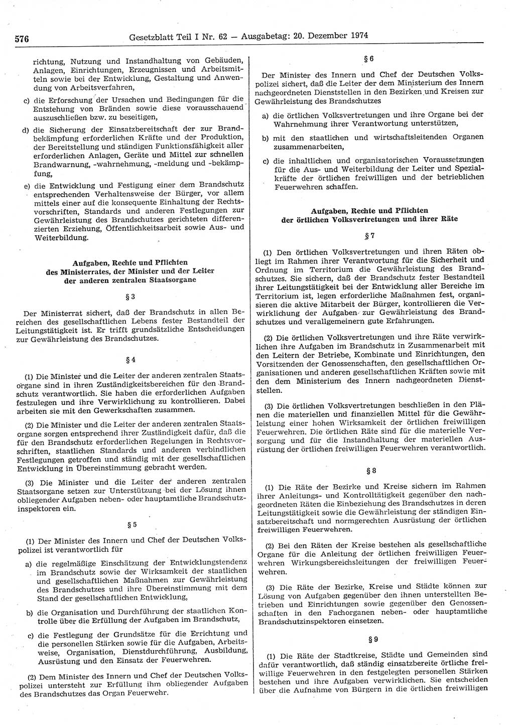 Gesetzblatt (GBl.) der Deutschen Demokratischen Republik (DDR) Teil Ⅰ 1974, Seite 576 (GBl. DDR Ⅰ 1974, S. 576)