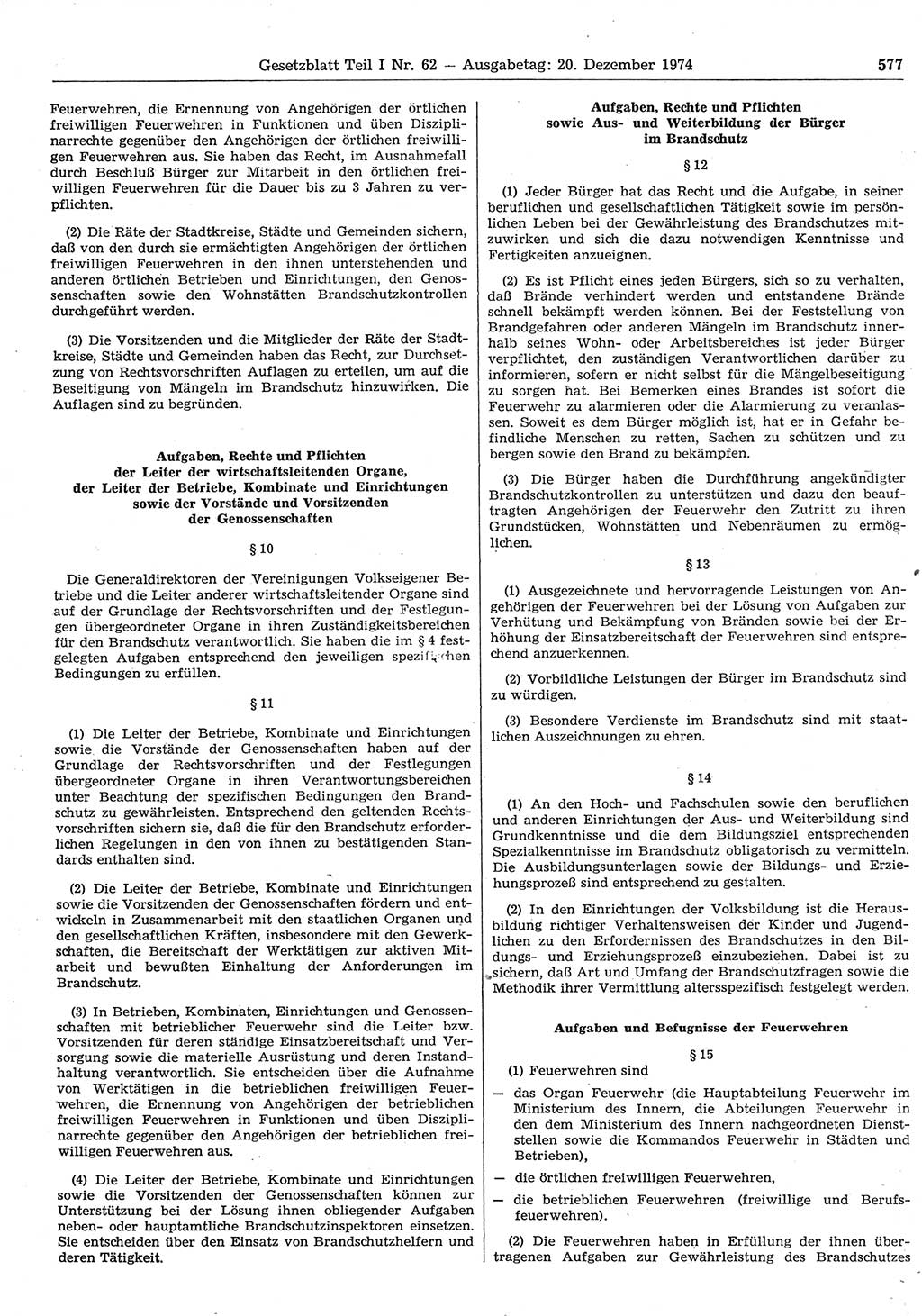 Gesetzblatt (GBl.) der Deutschen Demokratischen Republik (DDR) Teil Ⅰ 1974, Seite 577 (GBl. DDR Ⅰ 1974, S. 577)