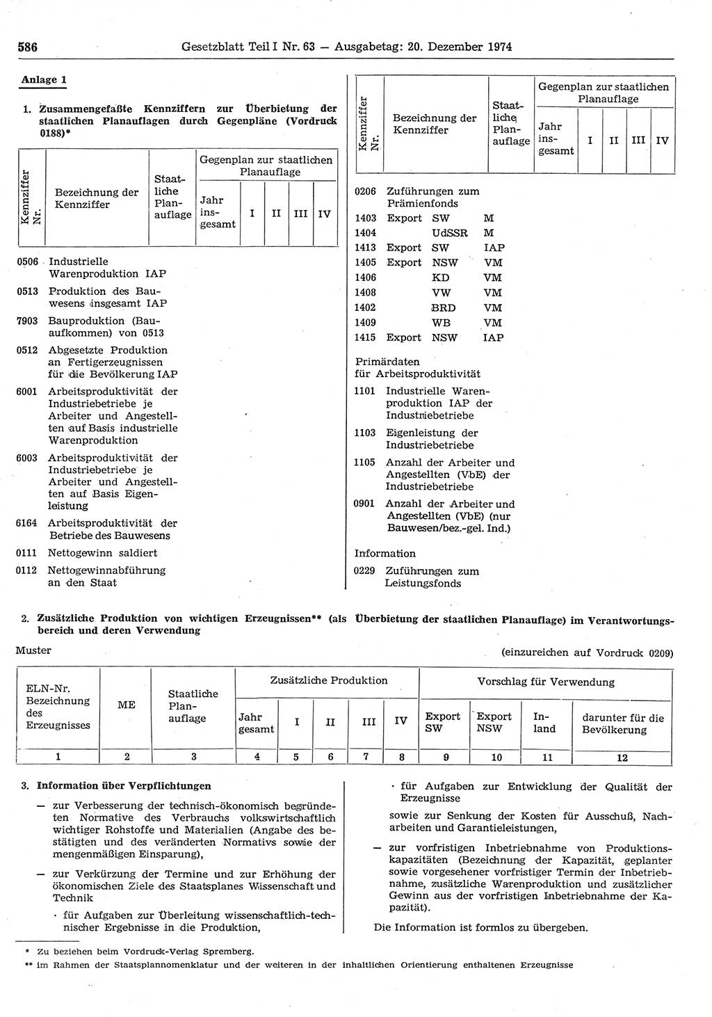 Gesetzblatt (GBl.) der Deutschen Demokratischen Republik (DDR) Teil Ⅰ 1974, Seite 586 (GBl. DDR Ⅰ 1974, S. 586)