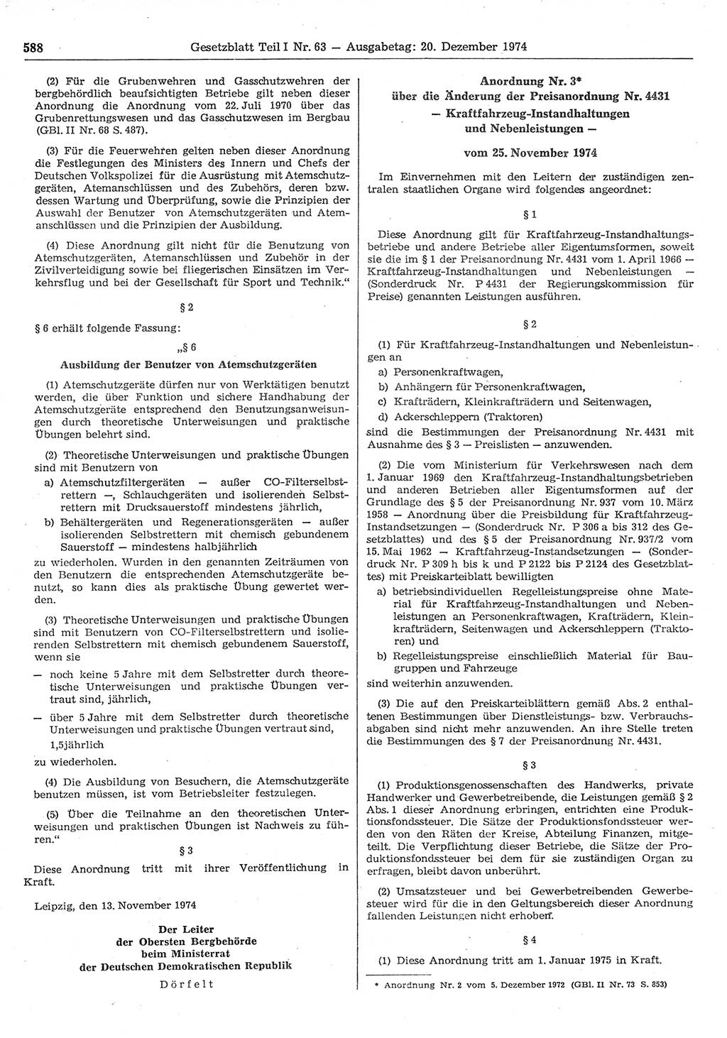 Gesetzblatt (GBl.) der Deutschen Demokratischen Republik (DDR) Teil Ⅰ 1974, Seite 588 (GBl. DDR Ⅰ 1974, S. 588)