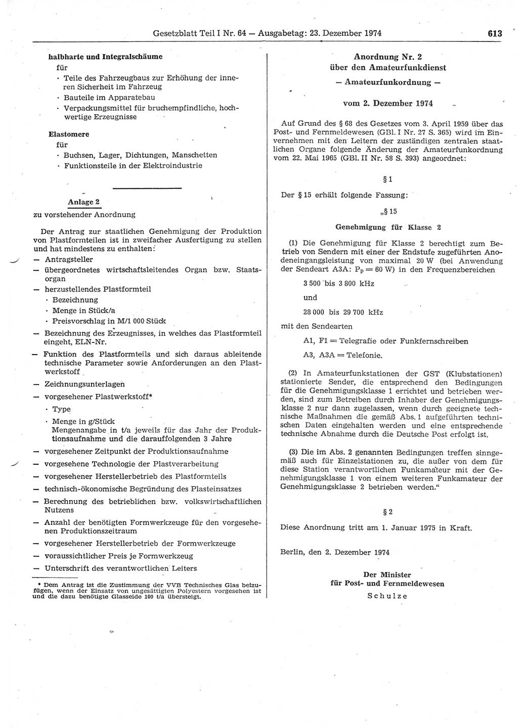 Gesetzblatt (GBl.) der Deutschen Demokratischen Republik (DDR) Teil Ⅰ 1974, Seite 613 (GBl. DDR Ⅰ 1974, S. 613)