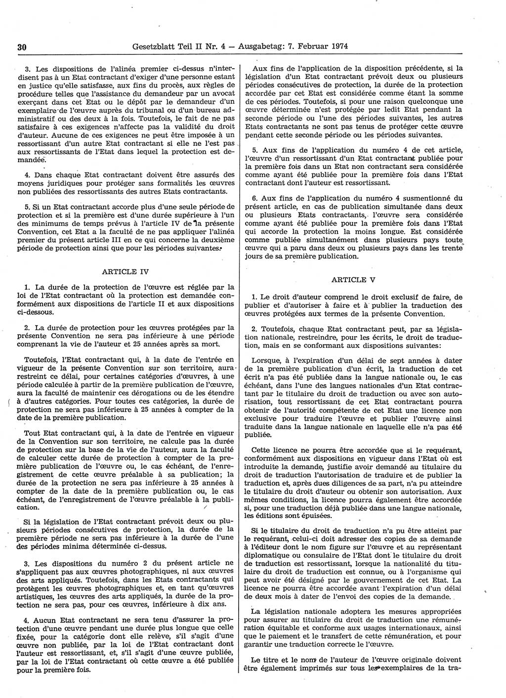 Gesetzblatt (GBl.) der Deutschen Demokratischen Republik (DDR) Teil ⅠⅠ 1974, Seite 30 (GBl. DDR ⅠⅠ 1974, S. 30)
