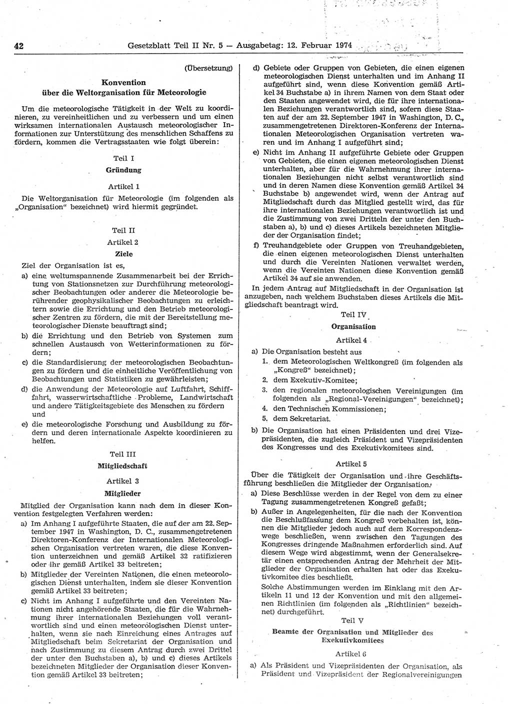 Gesetzblatt (GBl.) der Deutschen Demokratischen Republik (DDR) Teil ⅠⅠ 1974, Seite 42 (GBl. DDR ⅠⅠ 1974, S. 42)