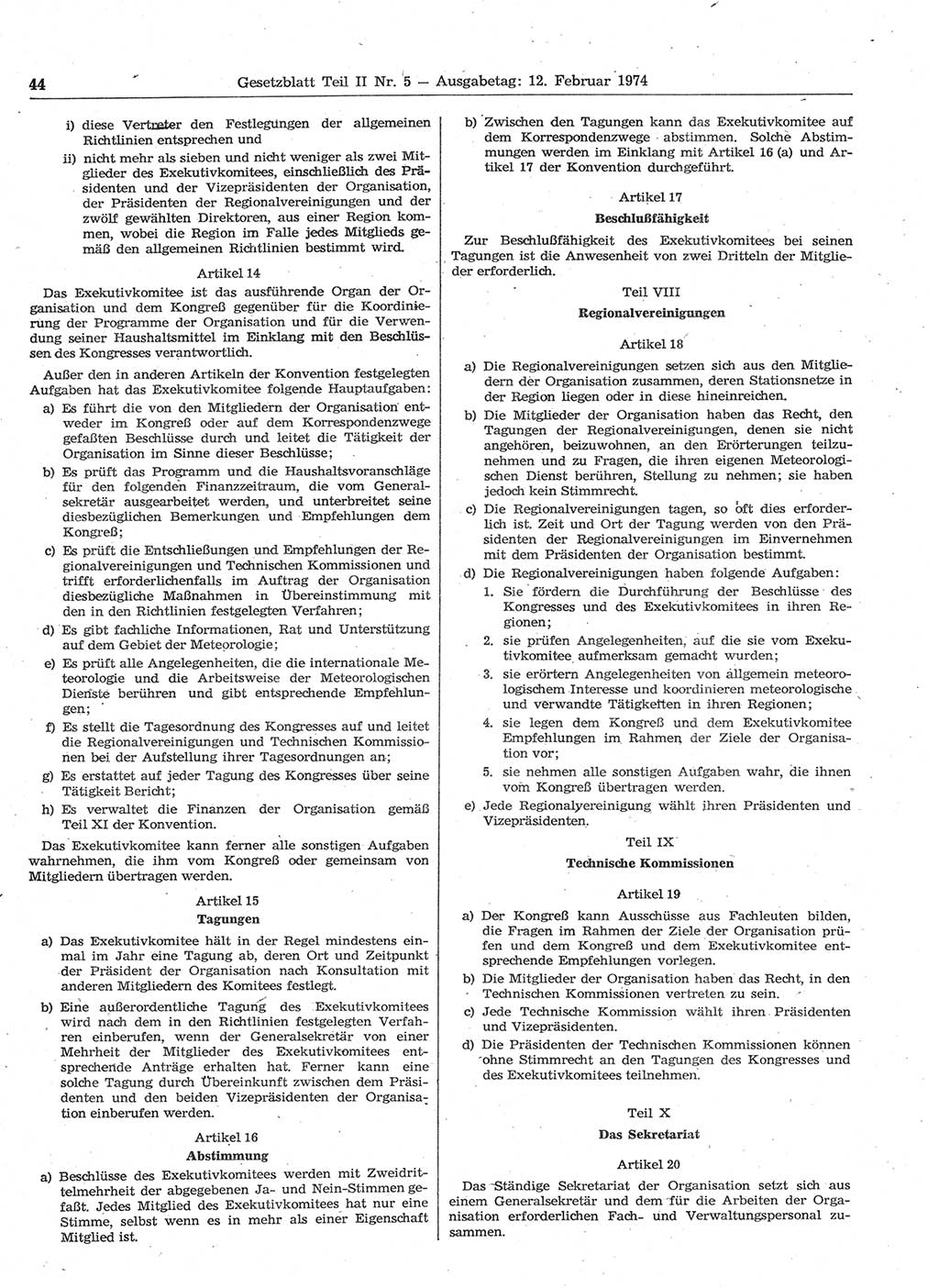 Gesetzblatt (GBl.) der Deutschen Demokratischen Republik (DDR) Teil ⅠⅠ 1974, Seite 44 (GBl. DDR ⅠⅠ 1974, S. 44)