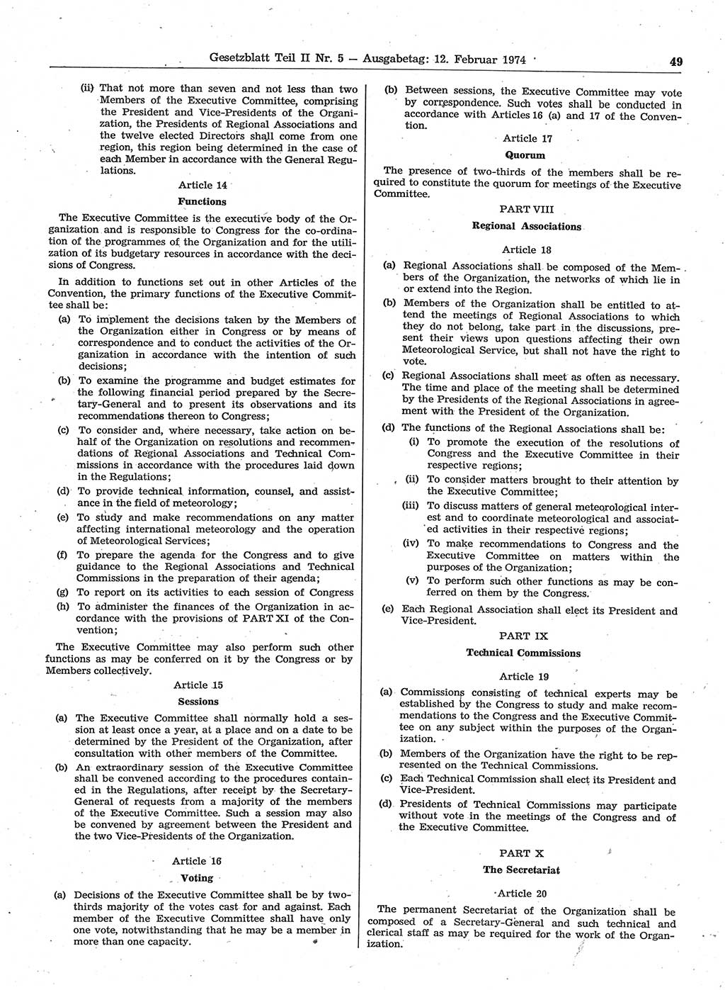Gesetzblatt (GBl.) der Deutschen Demokratischen Republik (DDR) Teil ⅠⅠ 1974, Seite 49 (GBl. DDR ⅠⅠ 1974, S. 49)