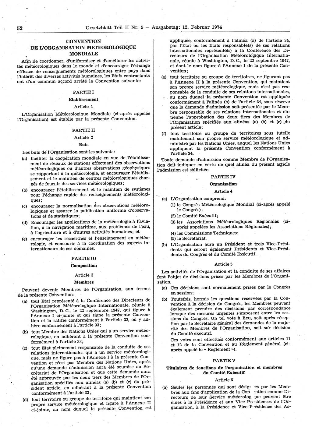 Gesetzblatt (GBl.) der Deutschen Demokratischen Republik (DDR) Teil ⅠⅠ 1974, Seite 52 (GBl. DDR ⅠⅠ 1974, S. 52)