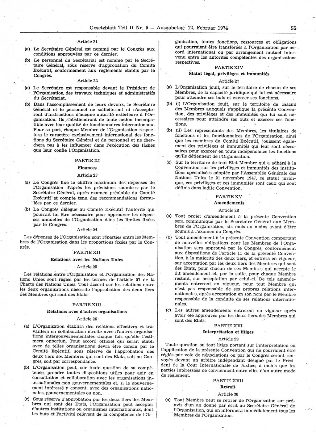 Gesetzblatt (GBl.) der Deutschen Demokratischen Republik (DDR) Teil ⅠⅠ 1974, Seite 55 (GBl. DDR ⅠⅠ 1974, S. 55)