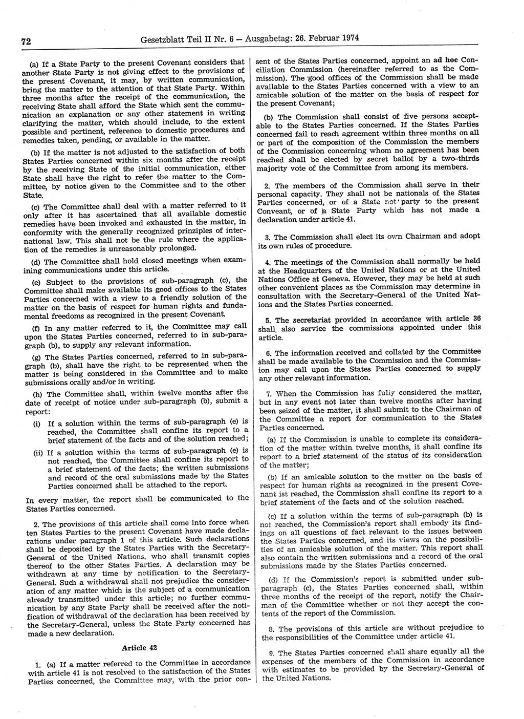 Gesetzblatt (GBl.) der Deutschen Demokratischen Republik (DDR) Teil ⅠⅠ 1974, Seite 72 (GBl. DDR ⅠⅠ 1974, S. 72)