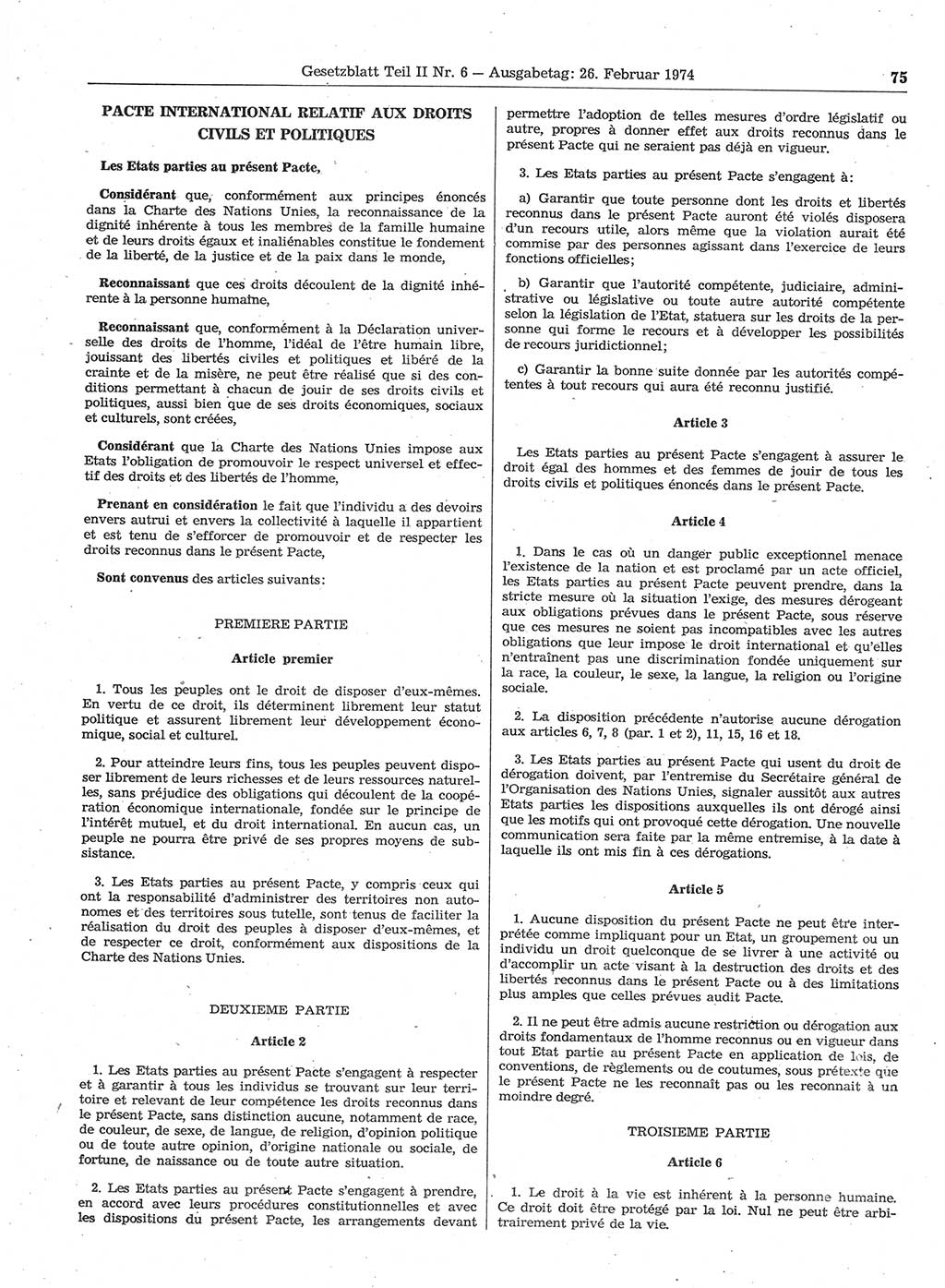 Gesetzblatt (GBl.) der Deutschen Demokratischen Republik (DDR) Teil ⅠⅠ 1974, Seite 75 (GBl. DDR ⅠⅠ 1974, S. 75)