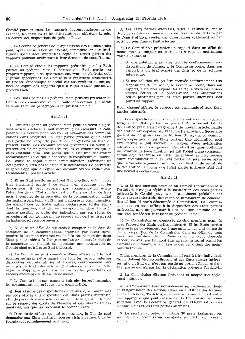 Gesetzblatt (GBl.) der Deutschen Demokratischen Republik (DDR) Teil ⅠⅠ 1974, Seite 80 (GBl. DDR ⅠⅠ 1974, S. 80)