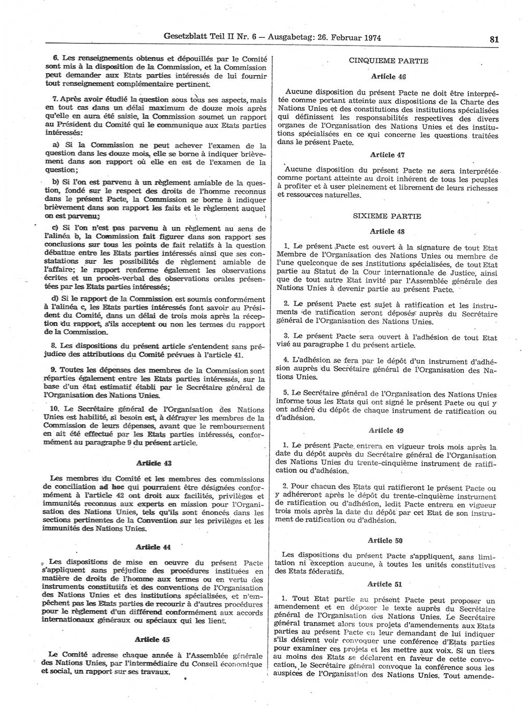 Gesetzblatt (GBl.) der Deutschen Demokratischen Republik (DDR) Teil ⅠⅠ 1974, Seite 81 (GBl. DDR ⅠⅠ 1974, S. 81)
