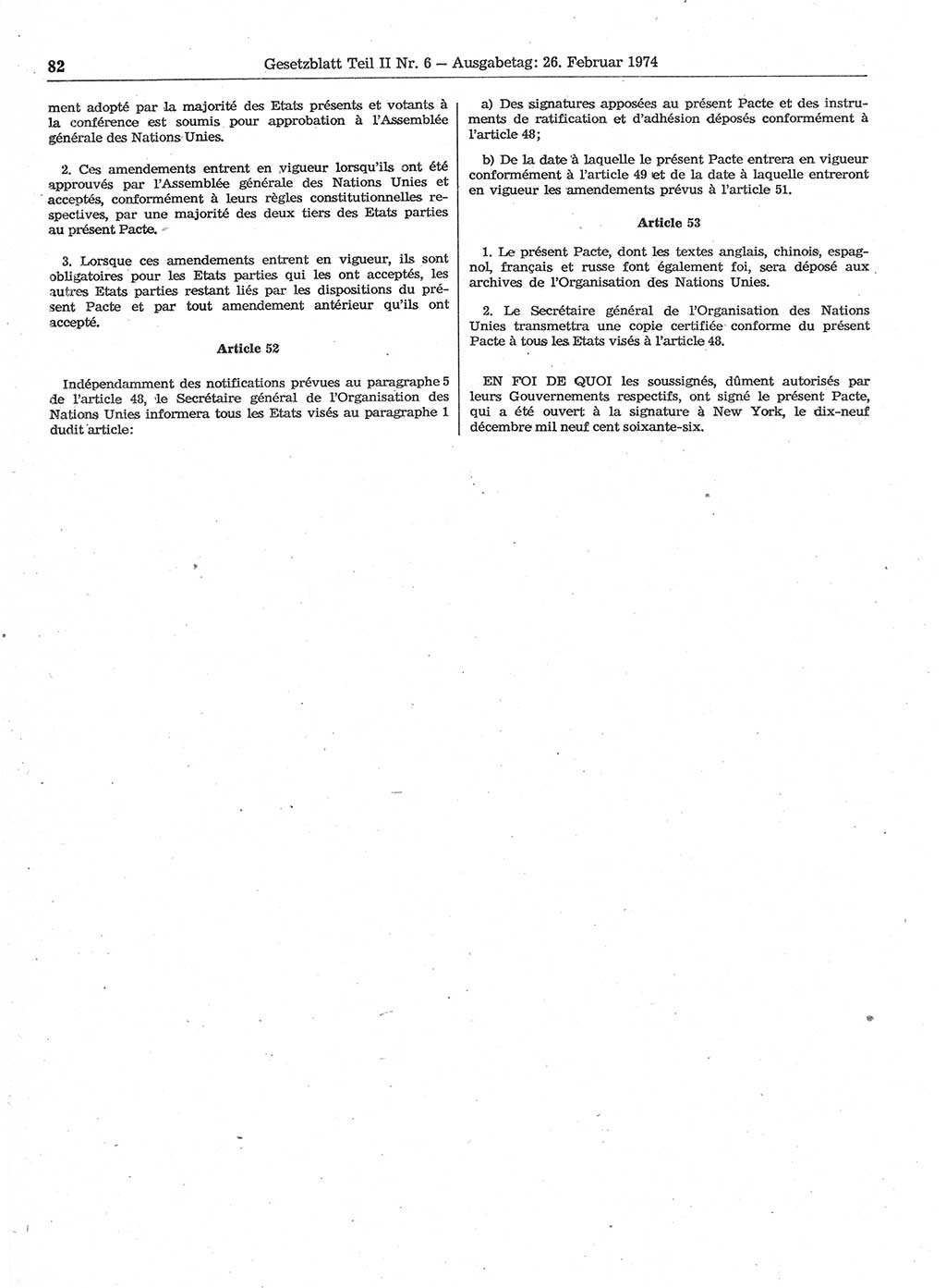 Gesetzblatt (GBl.) der Deutschen Demokratischen Republik (DDR) Teil ⅠⅠ 1974, Seite 82 (GBl. DDR ⅠⅠ 1974, S. 82)