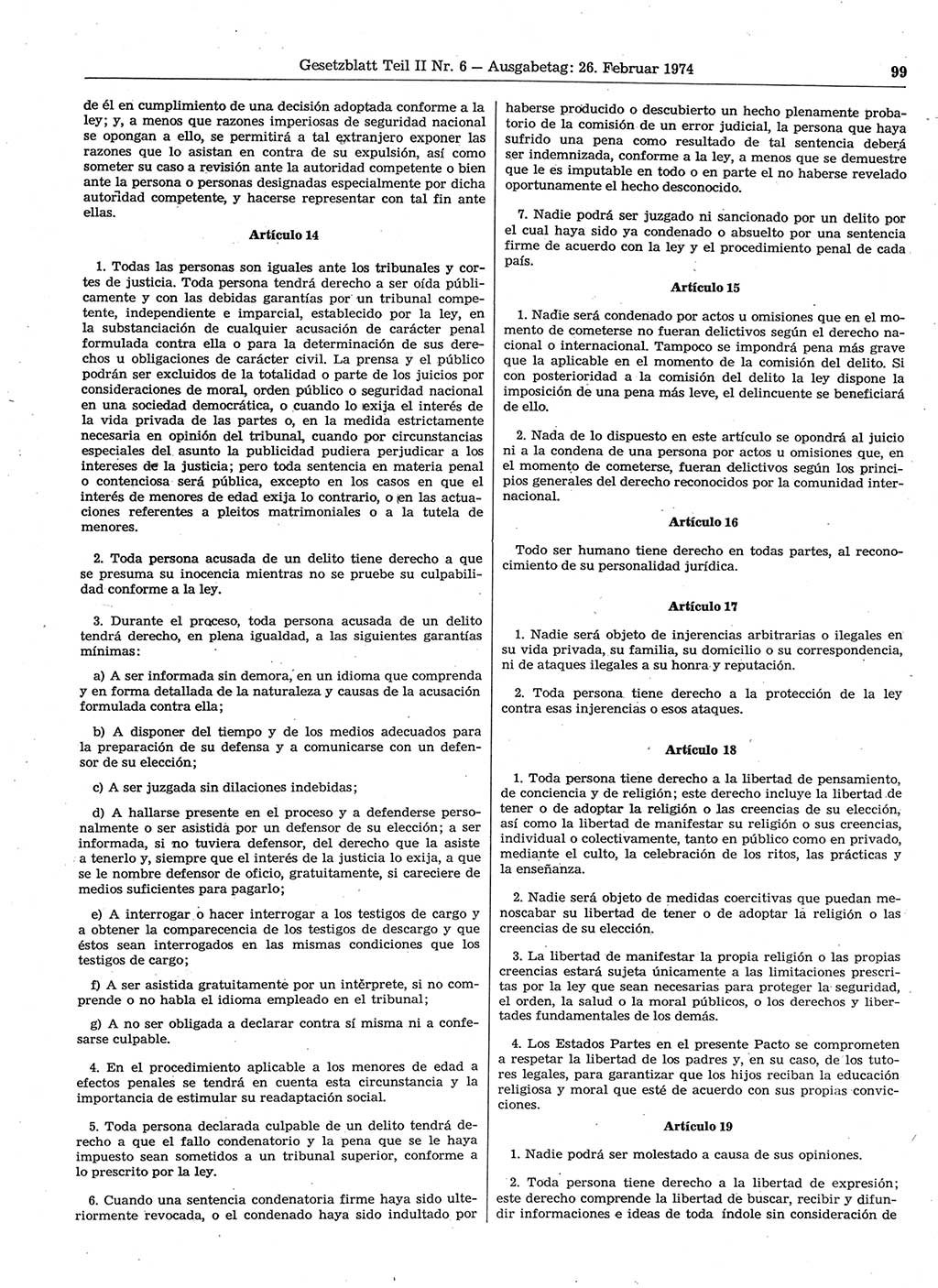 Gesetzblatt (GBl.) der Deutschen Demokratischen Republik (DDR) Teil ⅠⅠ 1974, Seite 99 (GBl. DDR ⅠⅠ 1974, S. 99)