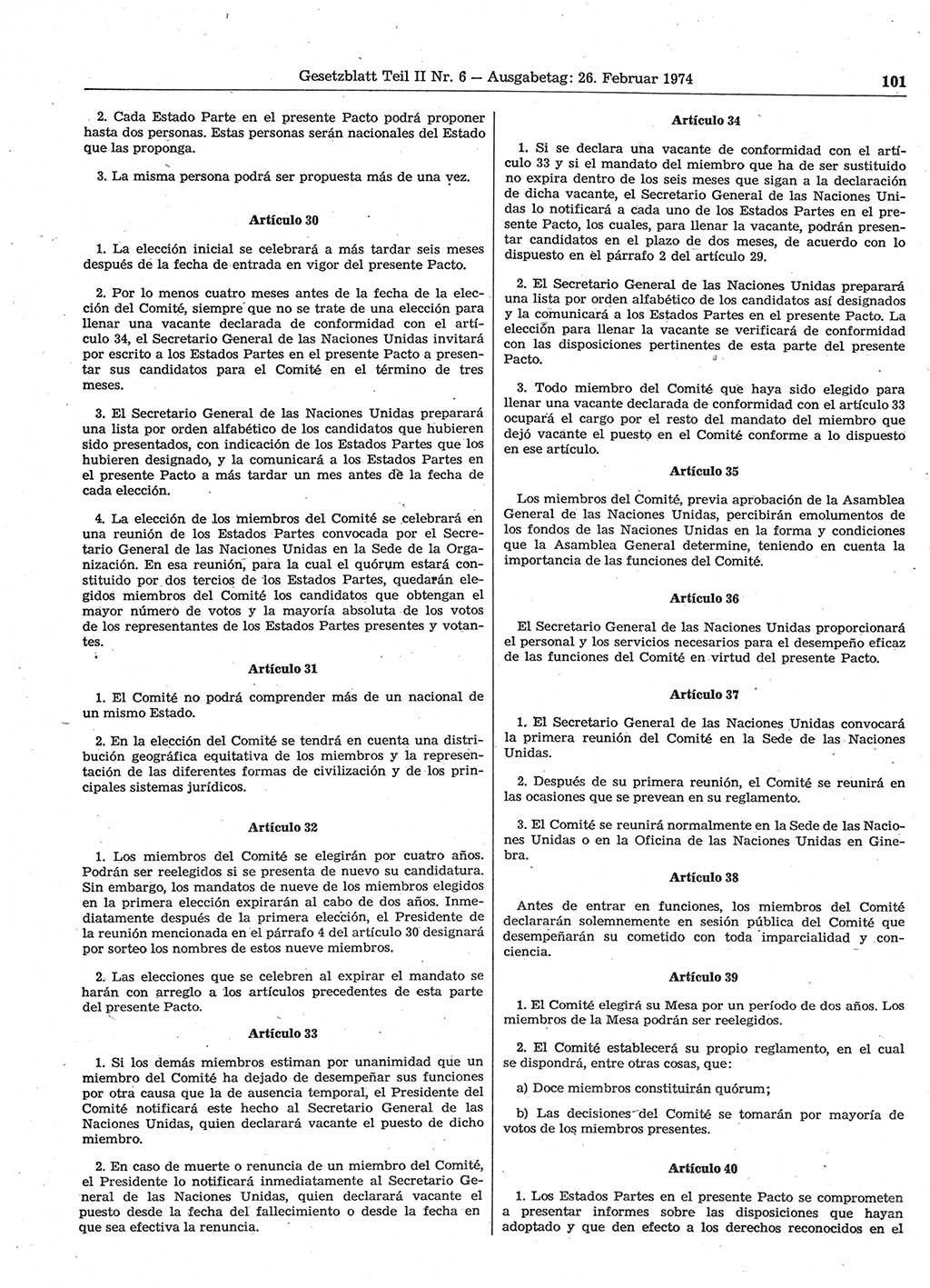 Gesetzblatt (GBl.) der Deutschen Demokratischen Republik (DDR) Teil ⅠⅠ 1974, Seite 101 (GBl. DDR ⅠⅠ 1974, S. 101)