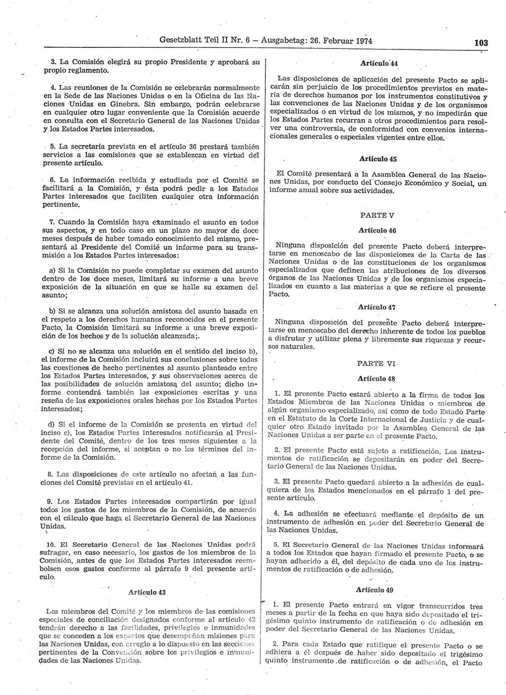 Gesetzblatt (GBl.) der Deutschen Demokratischen Republik (DDR) Teil ⅠⅠ 1974, Seite 103 (GBl. DDR ⅠⅠ 1974, S. 103)