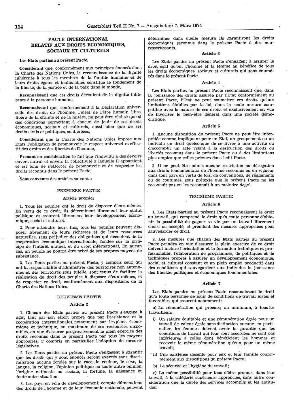 Gesetzblatt (GBl.) der Deutschen Demokratischen Republik (DDR) Teil ⅠⅠ 1974, Seite 114 (GBl. DDR ⅠⅠ 1974, S. 114)