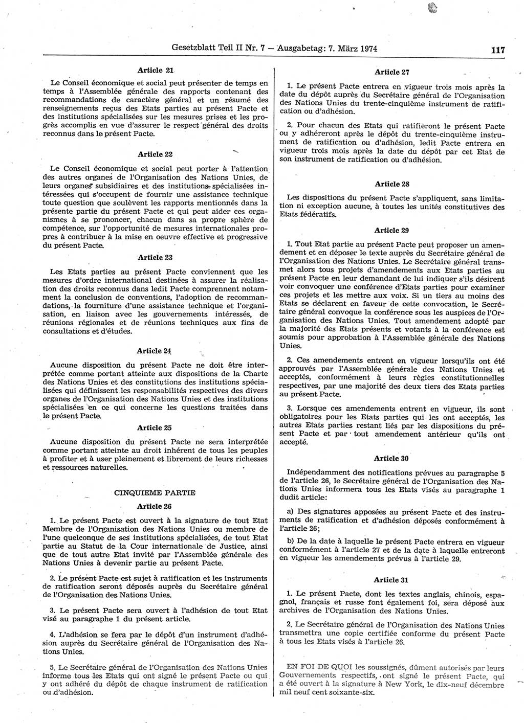 Gesetzblatt (GBl.) der Deutschen Demokratischen Republik (DDR) Teil ⅠⅠ 1974, Seite 117 (GBl. DDR ⅠⅠ 1974, S. 117)