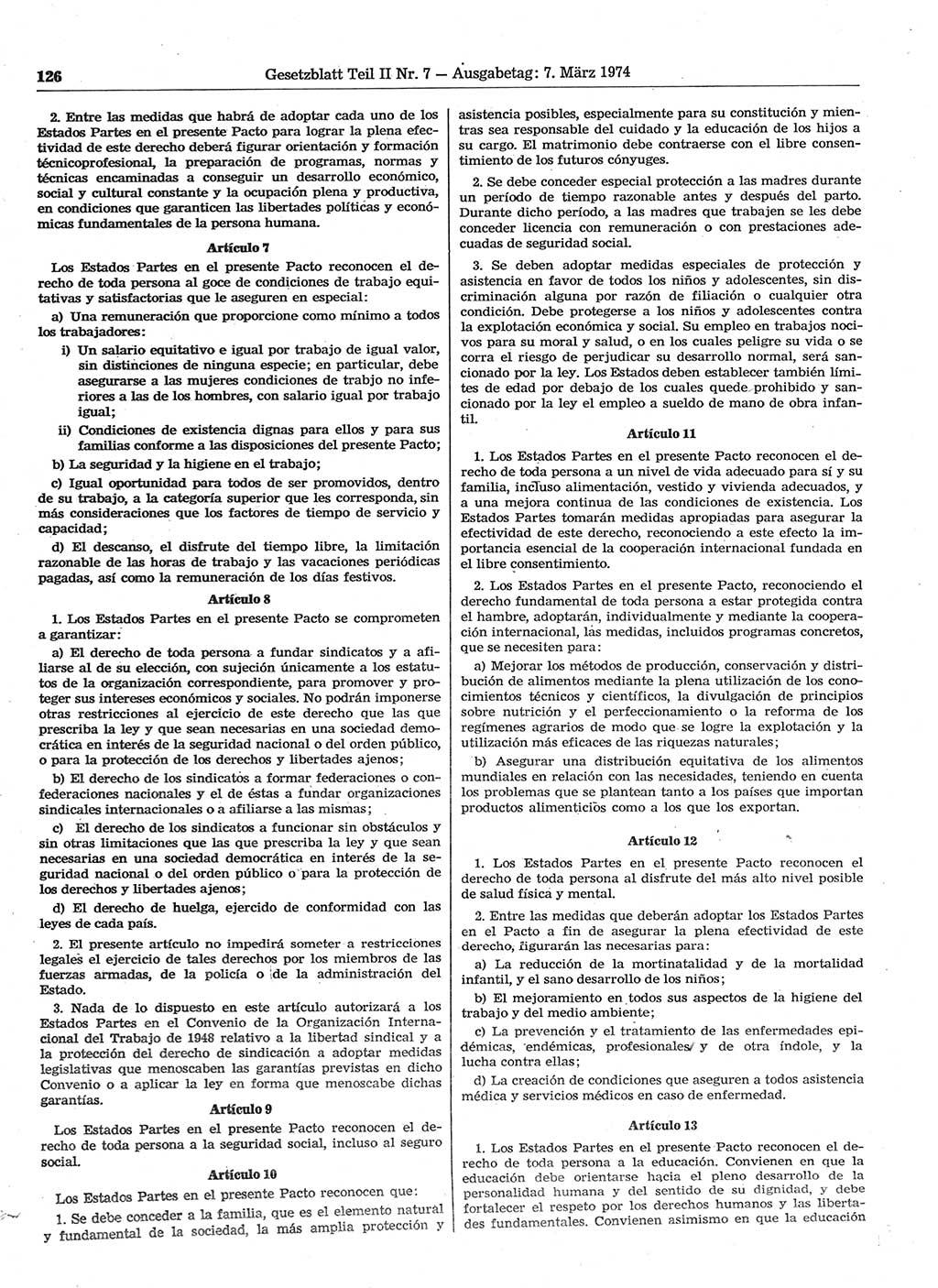 Gesetzblatt (GBl.) der Deutschen Demokratischen Republik (DDR) Teil ⅠⅠ 1974, Seite 126 (GBl. DDR ⅠⅠ 1974, S. 126)