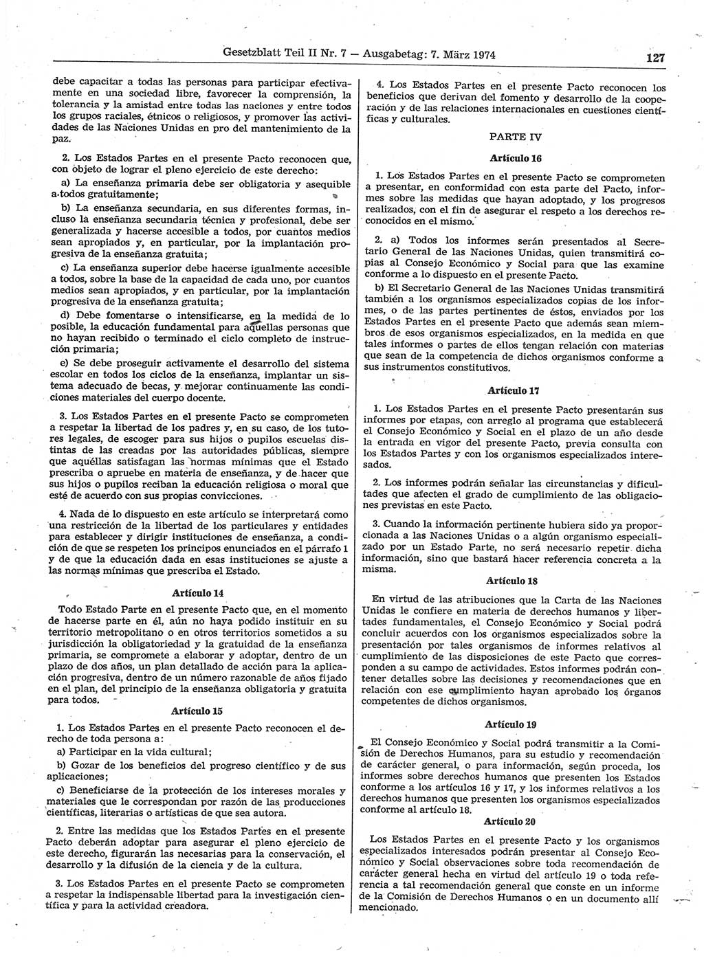 Gesetzblatt (GBl.) der Deutschen Demokratischen Republik (DDR) Teil ⅠⅠ 1974, Seite 127 (GBl. DDR ⅠⅠ 1974, S. 127)