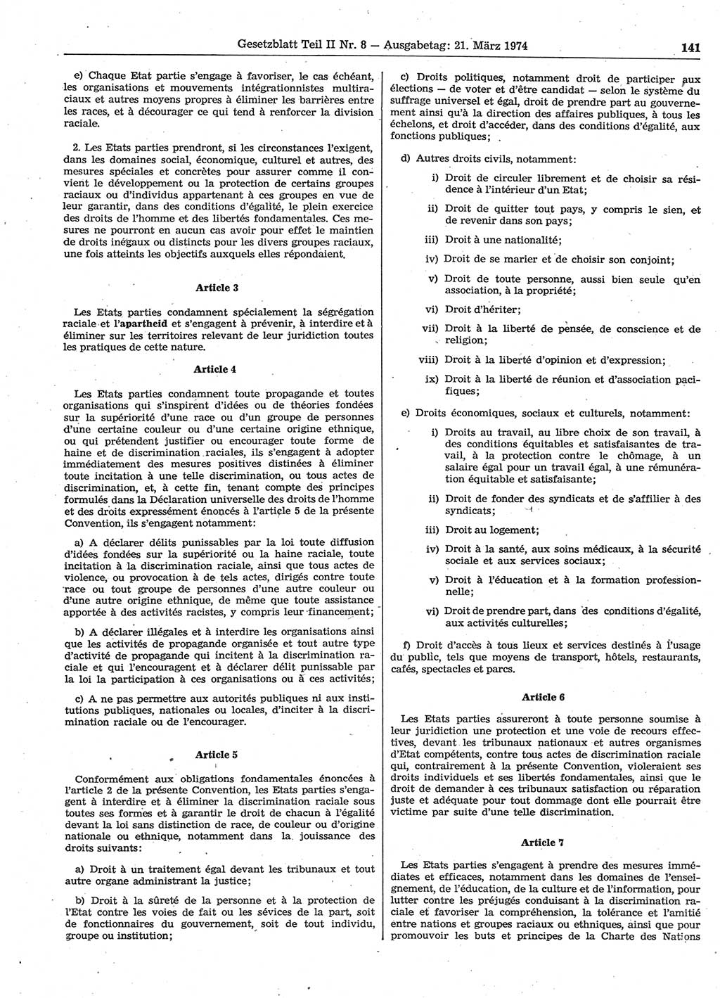 Gesetzblatt (GBl.) der Deutschen Demokratischen Republik (DDR) Teil ⅠⅠ 1974, Seite 141 (GBl. DDR ⅠⅠ 1974, S. 141)