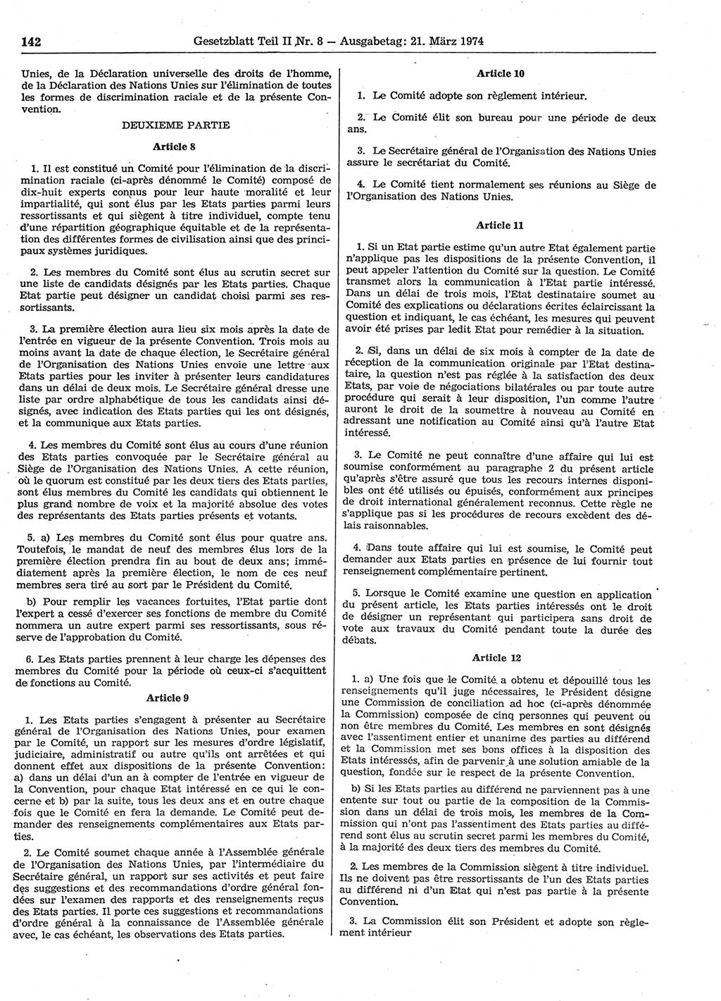 Gesetzblatt (GBl.) der Deutschen Demokratischen Republik (DDR) Teil ⅠⅠ 1974, Seite 142 (GBl. DDR ⅠⅠ 1974, S. 142)