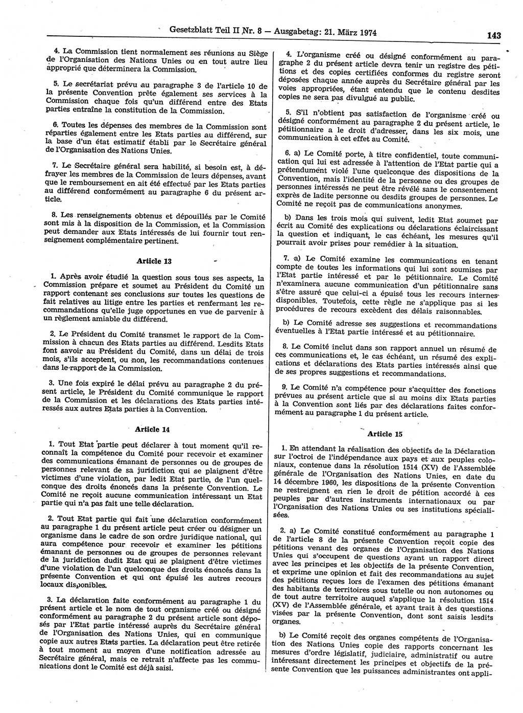 Gesetzblatt (GBl.) der Deutschen Demokratischen Republik (DDR) Teil ⅠⅠ 1974, Seite 143 (GBl. DDR ⅠⅠ 1974, S. 143)