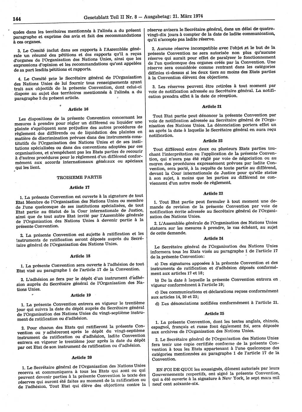 Gesetzblatt (GBl.) der Deutschen Demokratischen Republik (DDR) Teil ⅠⅠ 1974, Seite 144 (GBl. DDR ⅠⅠ 1974, S. 144)
