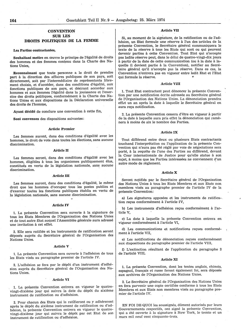 Gesetzblatt (GBl.) der Deutschen Demokratischen Republik (DDR) Teil ⅠⅠ 1974, Seite 164 (GBl. DDR ⅠⅠ 1974, S. 164)
