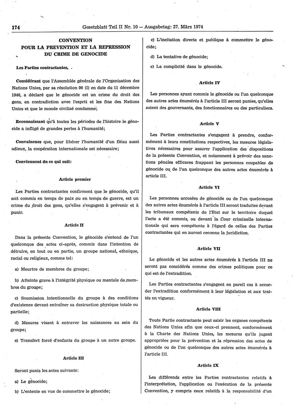 Gesetzblatt (GBl.) der Deutschen Demokratischen Republik (DDR) Teil ⅠⅠ 1974, Seite 174 (GBl. DDR ⅠⅠ 1974, S. 174)
