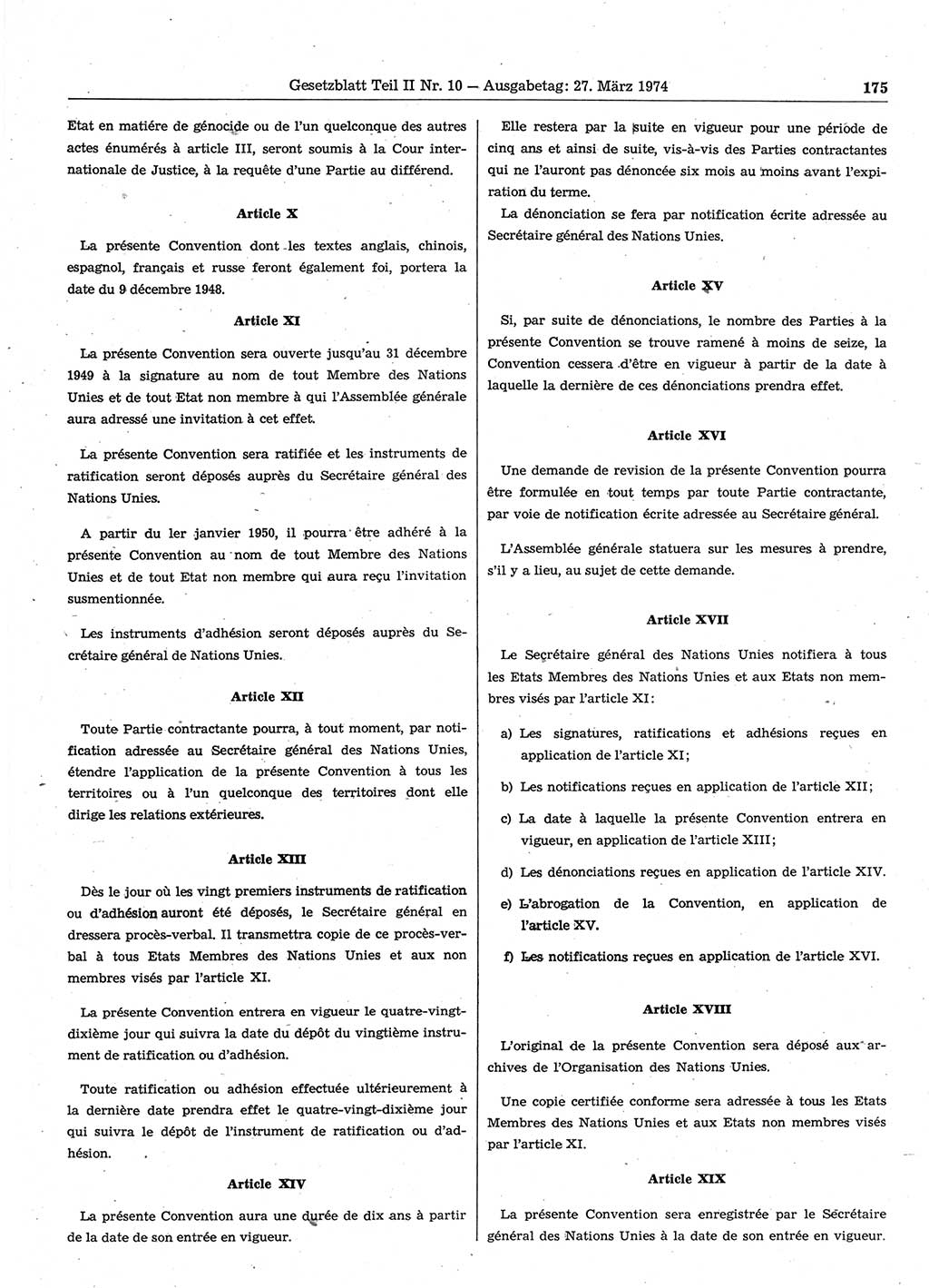 Gesetzblatt (GBl.) der Deutschen Demokratischen Republik (DDR) Teil ⅠⅠ 1974, Seite 175 (GBl. DDR ⅠⅠ 1974, S. 175)